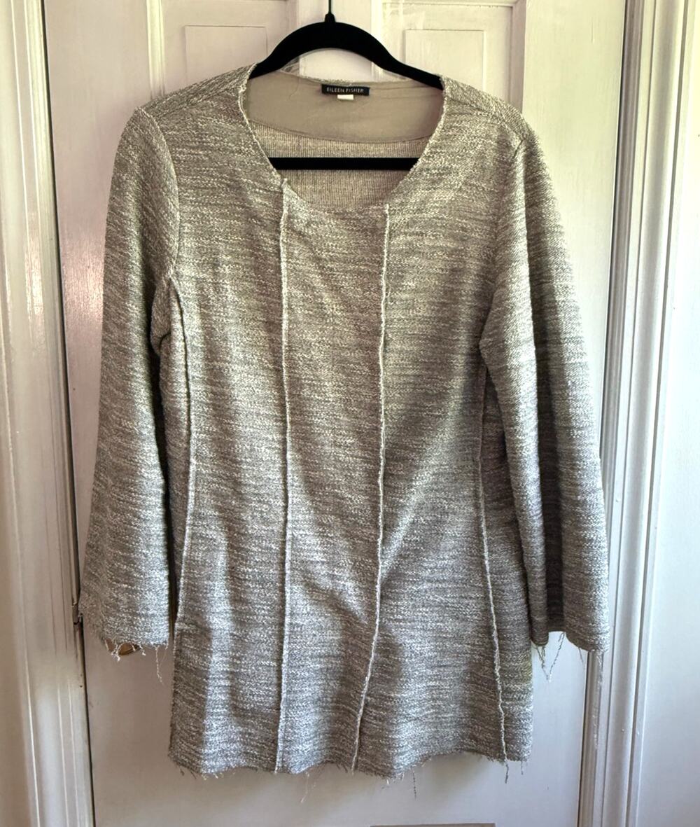 Eileen Fisher Gray Knit Notch Collar Blazer Jacket Women's Size Small Sample